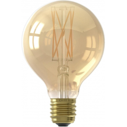 Calex LED volglas LangFilament Globelamp 220-240V 4W 320lm E27 G80, Goud 2100K Dimbaar, energielabel A+